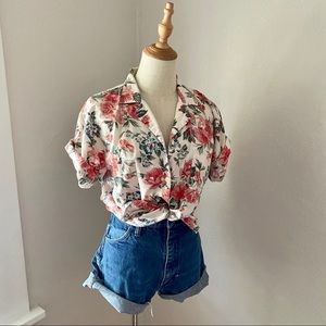 Vintage Erika Floral Short Sleeve Cotton Button Down